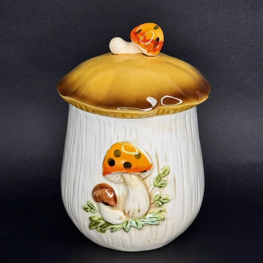 Vintage Sears Merry Mushroom Small Canister